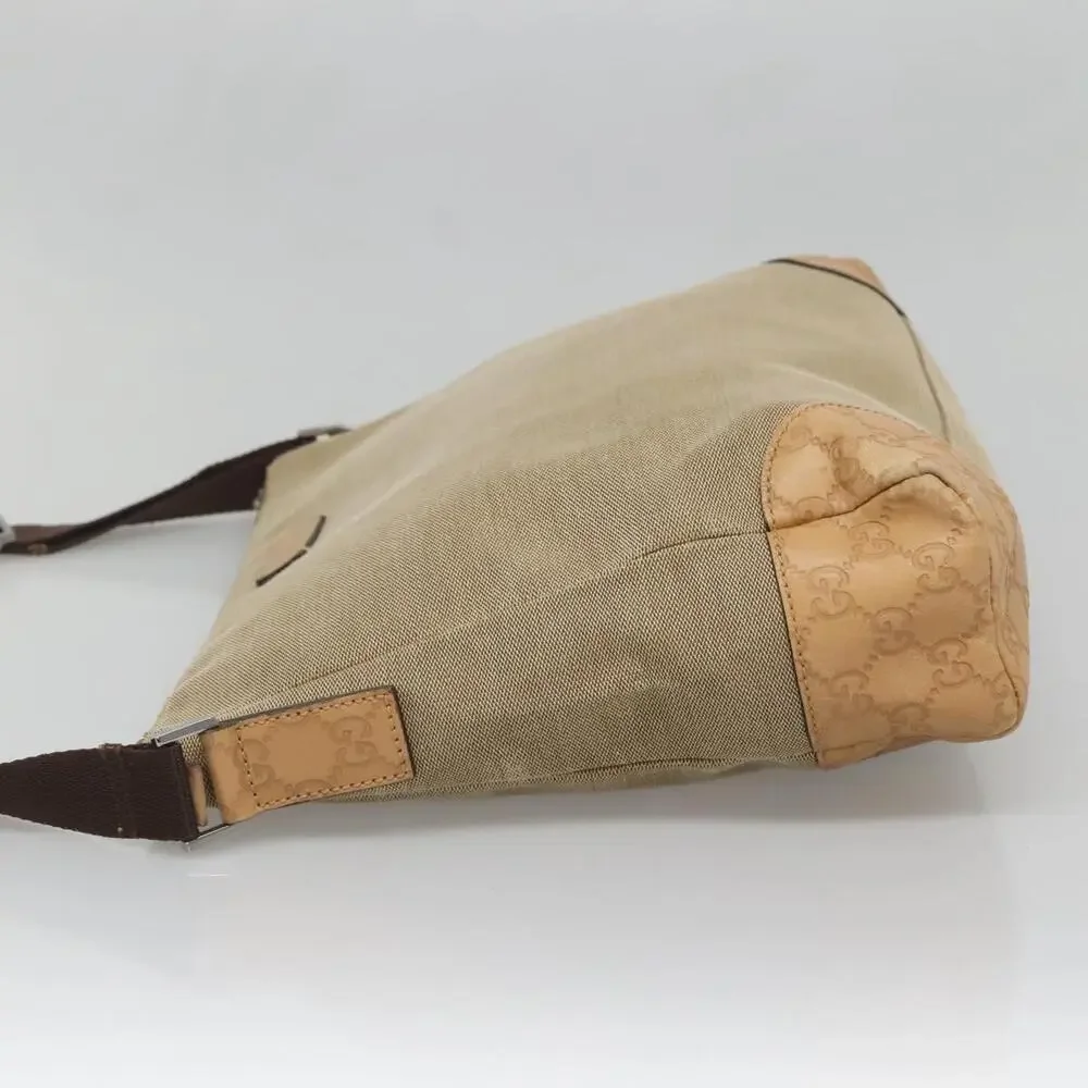 GUCCI Guccissima Shoulder Bag Canvas Beige Silver - Picture 4 of 12